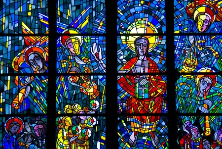 stained glass windows of a church in Bochumのeditorial素材