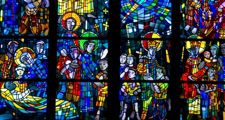 stained glass windows of a church in Bochumのeditorial素材