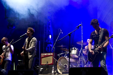 HALLE, GERMANY - AUGUST 27: Members of the Band The Black Pony perform at the 75th Laternenfest on August 27, 2011 in Halle, Germany.のeditorial素材