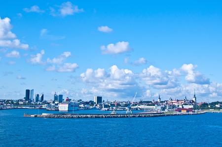 view of the cityscape of Tallinn from the seaの写真素材