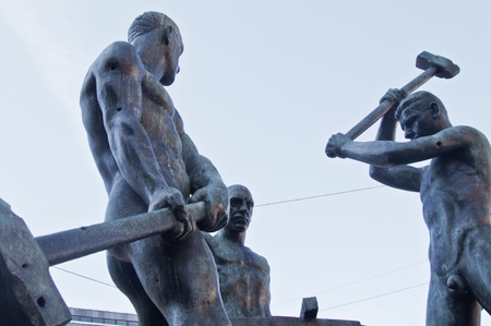 sculpture of the three blacksmiths in Helsinkiのeditorial素材