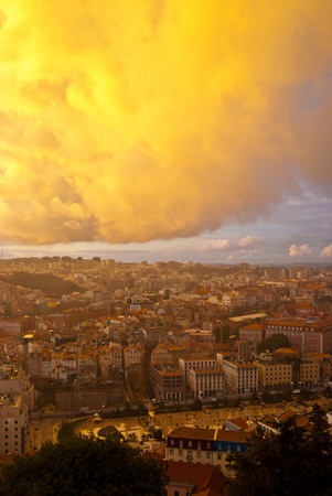 view over the roofs of Lisbon from the castleの写真素材