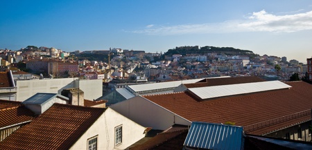 aerial view over the city of Lisbon, Portugalの写真素材