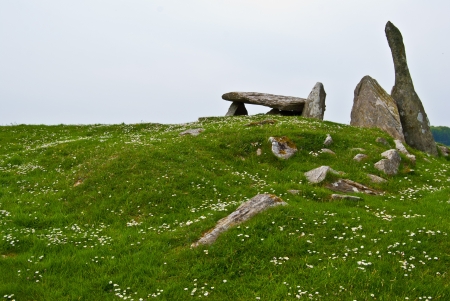 ancient chambered tomb called Cairnholy Stones in Scotlandの写真素材