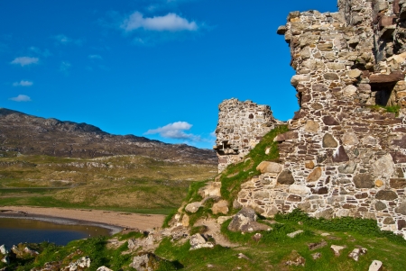 Detail of Ardvreck Castle at the Loch Assynt, Scotlandの写真素材