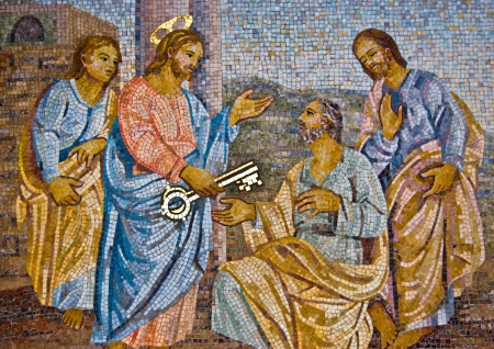 mosaic of Saint Peter receiving the key from Jesusのeditorial素材