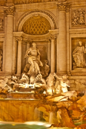 famous fountain Fontana di Trevi in Rome illuminated at nightのeditorial素材