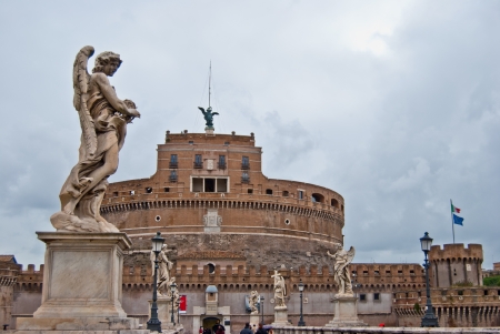 famous old mausoleum Castel Sant Angelo in Romeのeditorial素材