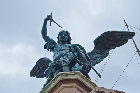 sculpture of the arcangel standing on the roof of Castel Sant Angelo in Romeのeditorial素材