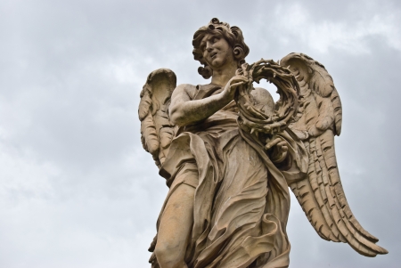one of the angels of the Ponte del Angeli in Romeの写真素材