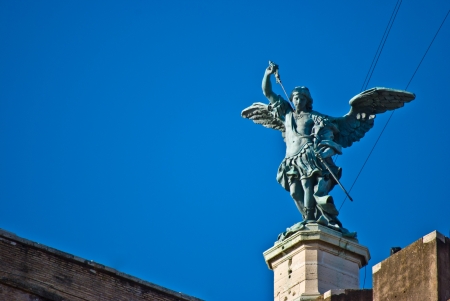 statue of the arcangel Michael on the roof of Castel Sant Angeloのeditorial素材