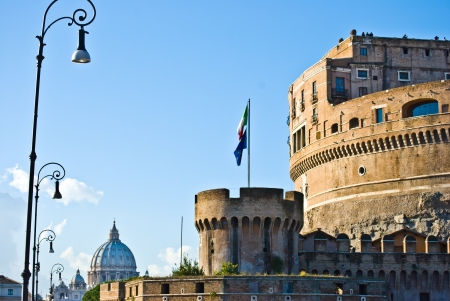 view of Castel Sant Angelo and San Pietro in Romeのeditorial素材