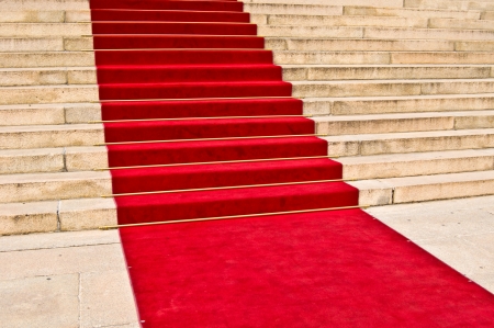 red carpet leading up the stairsの写真素材