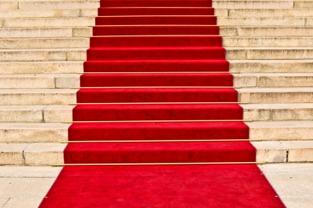 red carpet leading up the stairsの写真素材