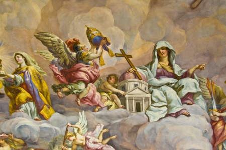 detail of the biblical fresco of the Karlskirche in Viennaのeditorial素材