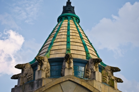 detail of one of the buildings of the zoo of Budapestの写真素材