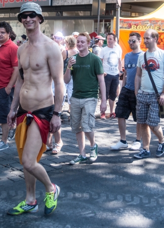 Cologne, Germany - July 7: costumed people at the CSD (Gay Pride Parade called Christopher Street Day) in Cologne on July 7, 2013のeditorial素材