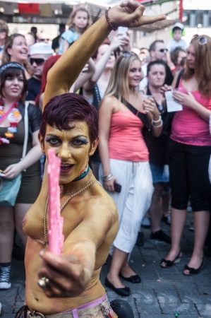 Cologne, Germany - July 7: costumed people at the CSD (Gay Pride Parade called Christopher Street Day) in Cologne on July 7, 2013のeditorial素材
