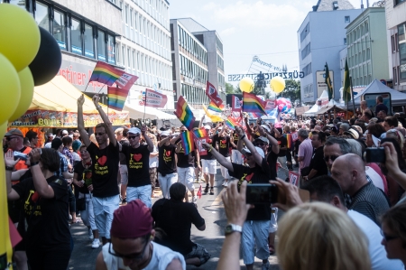 Cologne, Germany - July 7: costumed people at the CSD (Gay Pride Parade called Christopher Street Day) in Cologne on July 7, 2013のeditorial素材