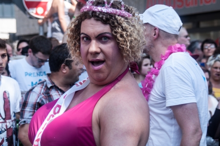 Cologne, Germany - July 7: costumed people at the CSD (Gay Pride Parade called Christopher Street Day) in Cologne on July 7, 2013のeditorial素材