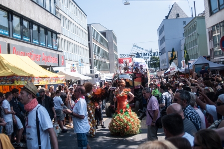 Cologne, Germany - July 7: costumed people at the CSD (Gay Pride Parade called Christopher Street Day) in Cologne on July 7, 2013のeditorial素材