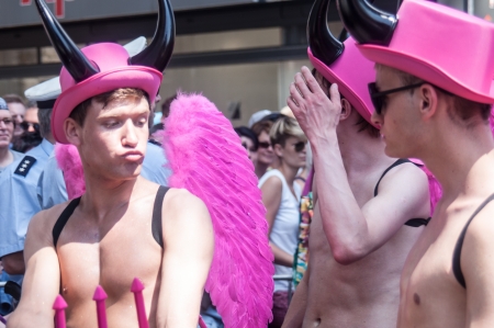 Cologne, Germany - July 7: costumed people at the CSD (Gay Pride Parade called Christopher Street Day) in Cologne on July 7, 2013のeditorial素材