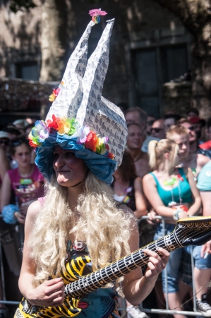 Cologne, Germany - July 7: costumed people at the CSD (Gay Pride Parade called Christopher Street Day) in Cologne on July 7, 2013のeditorial素材