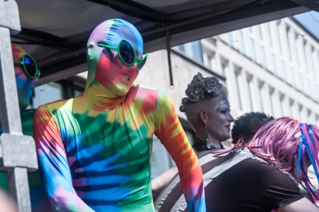 Cologne, Germany - July 7: costumed people at the CSD (Gay Pride Parade called Christopher Street Day) in Cologne on July 7, 2013のeditorial素材