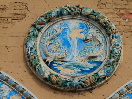 old emblem with nautic symbols in NYCの写真素材