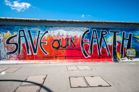 part of the famous East Side Gallery in Berlinのeditorial素材