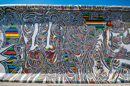 part of the famous East Side Gallery in Berlinのeditorial素材