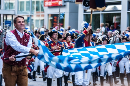 Parade of the hosts of the tents of the Oktoberfestのeditorial素材
