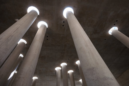 modern crematory in Berlin with many pillarsのeditorial素材