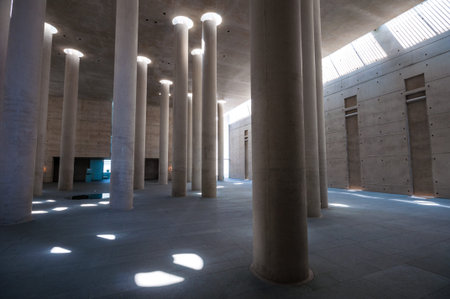 modern crematory in Berlin with many pillars