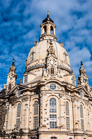 view of the famous Frauenkirche in Dresdenの写真素材