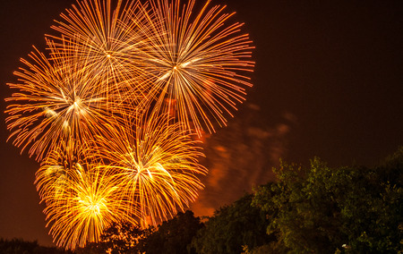 display of big and colorful fireworksの写真素材