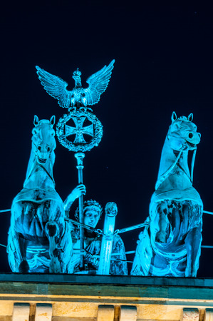 view of the illuminated Brandenburg Gate in Berlinの写真素材