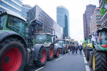 BERLIN, GERMANY - JANUARY 16: Demonstration "Wir haben es satt!" against the agricultural industry on January 16, 2016 in Berlin, Germanyのeditorial素材