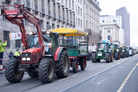 BERLIN, GERMANY - JANUARY 16: Demonstration "Wir haben es satt!" against the agricultural industry on January 16, 2016 in Berlin, Germanyのeditorial素材
