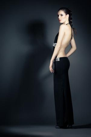 Portrait of a young woman in elegant evening dressesの写真素材