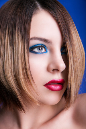 Fashion Woman Portrait. Vogue Style Model. Stylish Makeupの写真素材