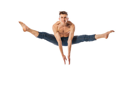 modern ballet dancer posing isolated over white background