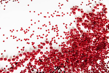 Christmas background with red decoration. White blankの写真素材