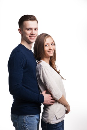 Young couple in love  isolated on white backgroundの写真素材