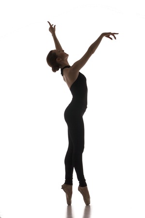 young modern ballet dancer isolated on white backgroundの写真素材