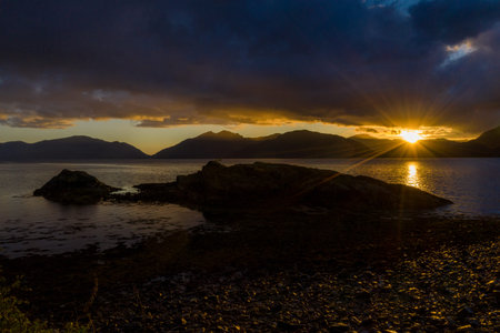 Drone footage of a stormy sunset over Loch Linnhe, from North Ballachulish, Fort William, Scotland.