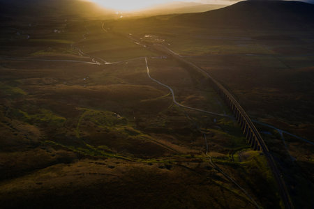 Sunset over Iconic Yorkshire Landmark Ribblehead Viaduct