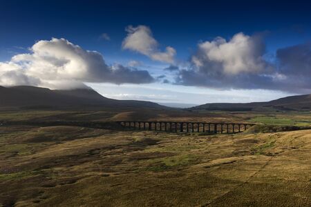 Sunset over Iconic Yorkshire Landmark Ribblehead Viaductの写真素材