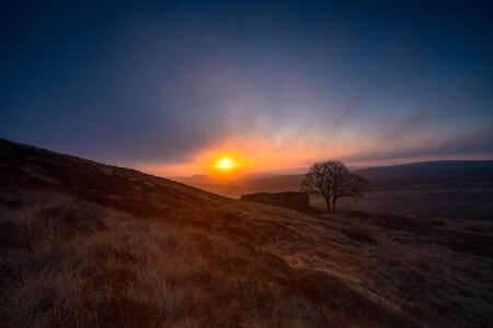 Sunrise of Top Withens or Top Withins, this farmhouse has been associated with `Wuthering Heights'.の写真素材
