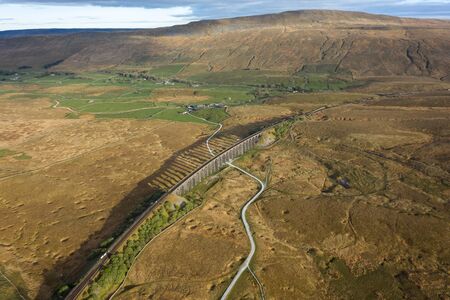 Aerial of The Ribblehead Viaduct a Grade II listed structureの写真素材